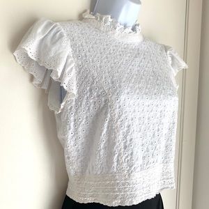 zara white lace high neck top